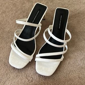 White heeled sandals